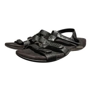 Vionic Women’s Amber Sandal Black Size 7 Leather Strappy Jewel Embossed